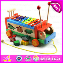 2016 Brand New Educational Wooden Car Toy with Knock Piano, Preschool Wooden Car Toy for Baby W04A214